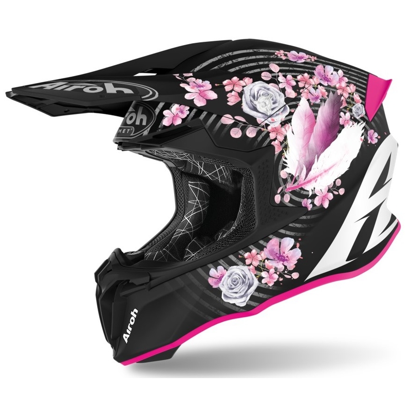 Casco motocross Airoh Twist Mad negro y rosa