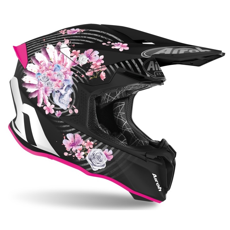 Casco motocross Airoh Twist Mad negro y rosa