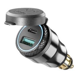 Adaptador DIN Interphone con 1 x USB y salida USB-C para motocicletas