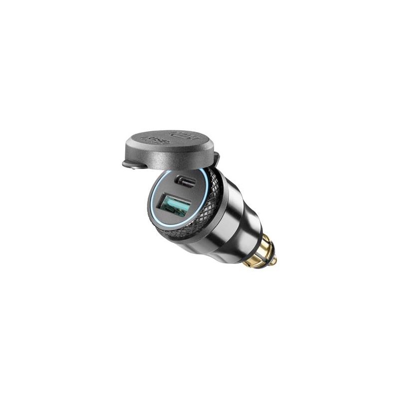 Adaptador DIN Interphone con 1 x USB y salida USB-C para motocicletas