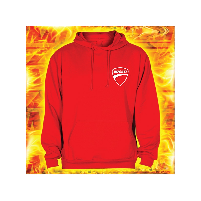 Mikina s motivem Ducati 2 červená s kapucí výprodej