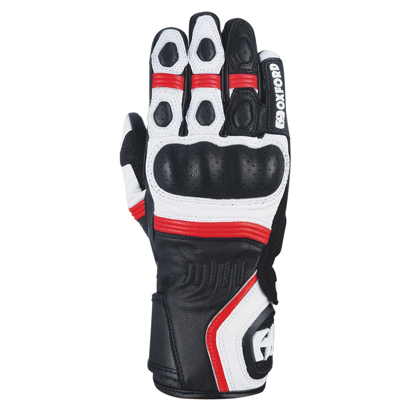 Guantes de moto Oxford RP-5 2.0 blanco-negro-rojo liquidación