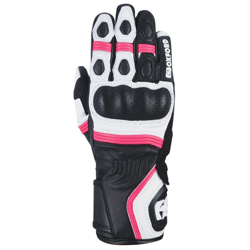 Guantes de moto Oxford RP-5 2.0 para mujer blanco-negro-rosa