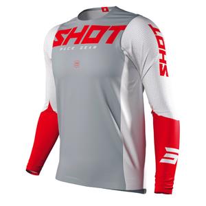 Maillot motocross Shot Aerolite Airflow gris-blanco-rojo liquidación