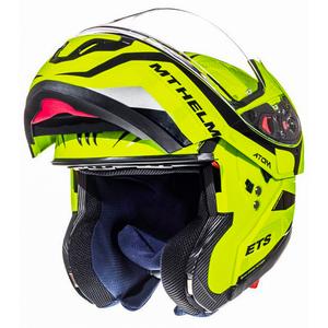 Casco de moto MT Atom Divergence amarillo flúo tip-up liquidación