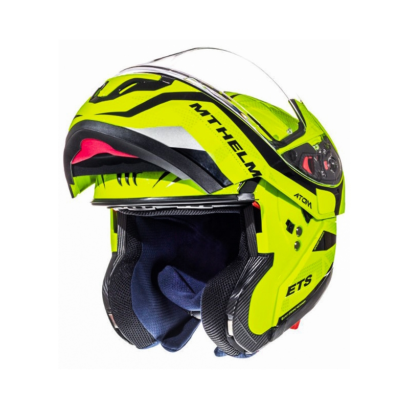 Casco de moto MT Atom Divergence amarillo flúo tip-up liquidación