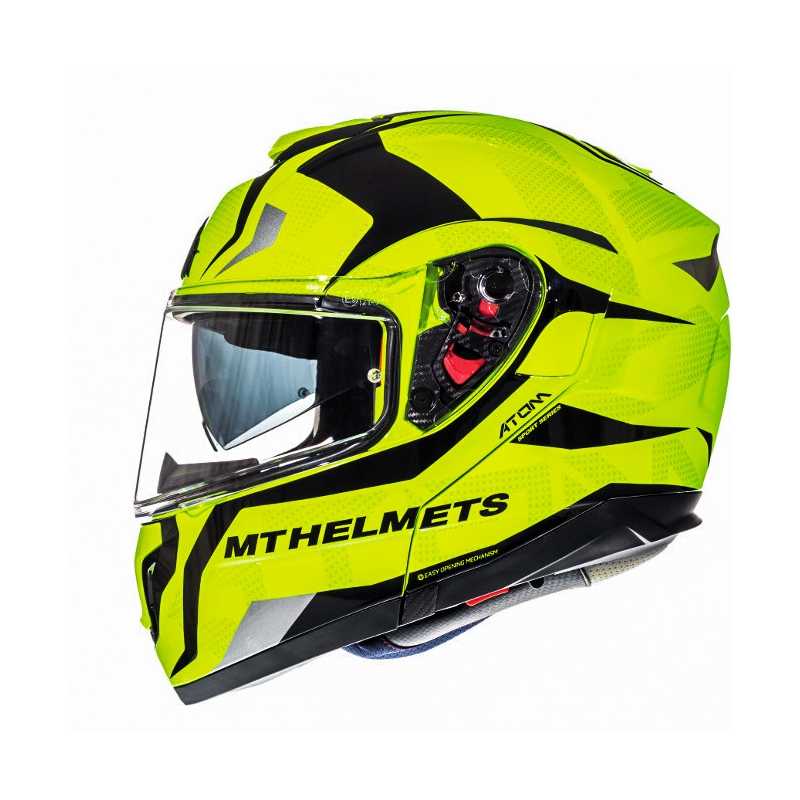 Casco de moto MT Atom Divergence amarillo flúo tip-up liquidación