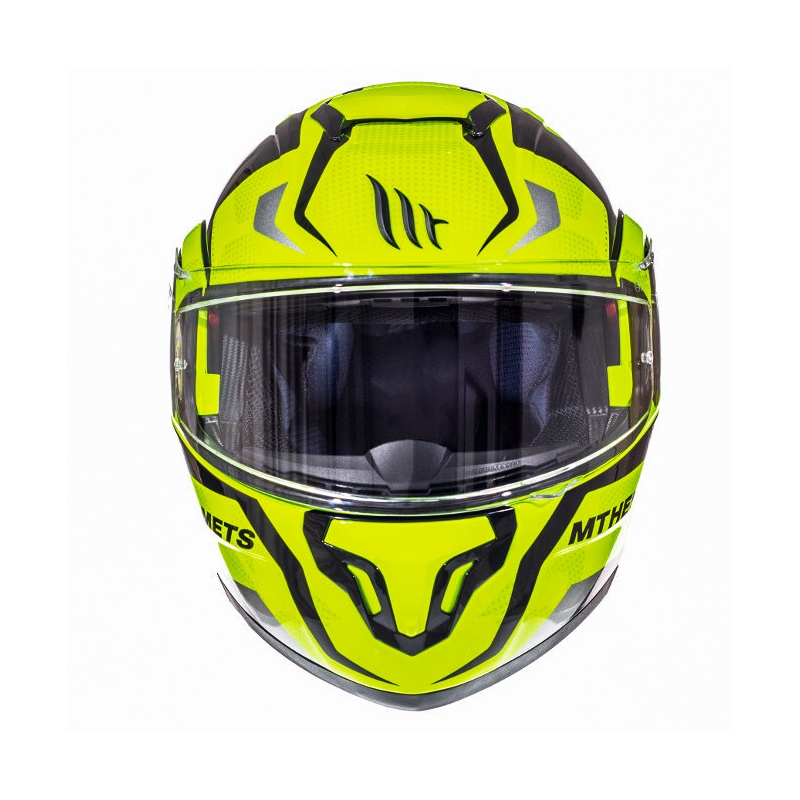 Casco de moto MT Atom Divergence amarillo flúo tip-up liquidación