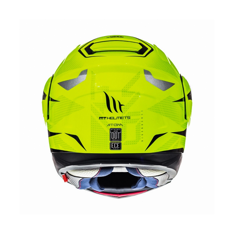 Casco de moto MT Atom Divergence amarillo flúo tip-up liquidación
