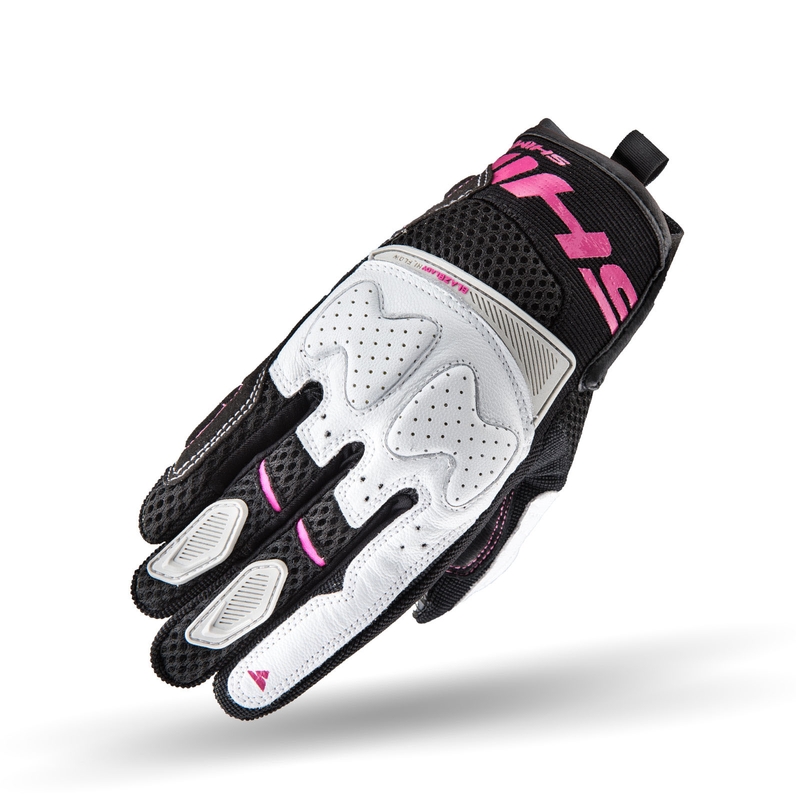 Guantes de moto Shima Blaze para mujer en blanco, negro y rosa liquidación