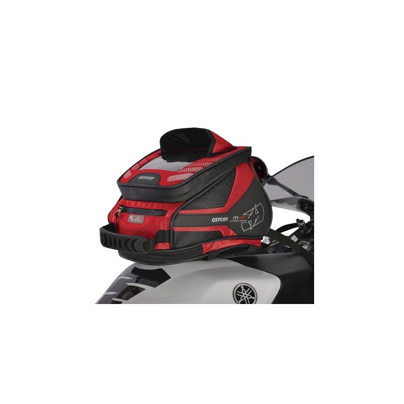 Bolsa sobredepósito y alforja Oxford M4R Tank 'n' Tailer negra y roja