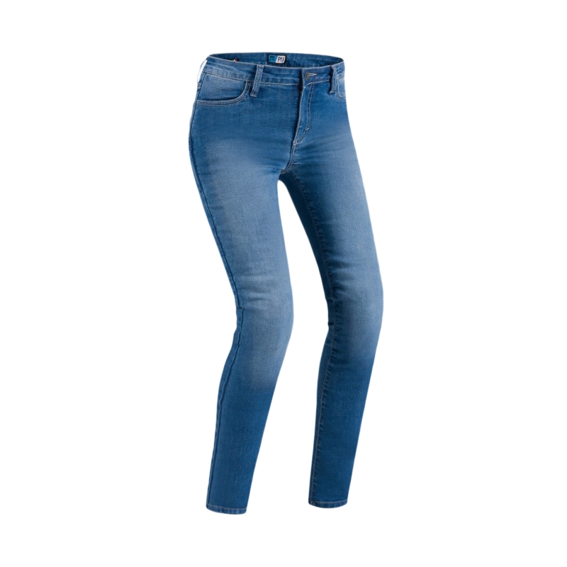Vaqueros pitillo de moto PMJ para mujer Azul liquidación