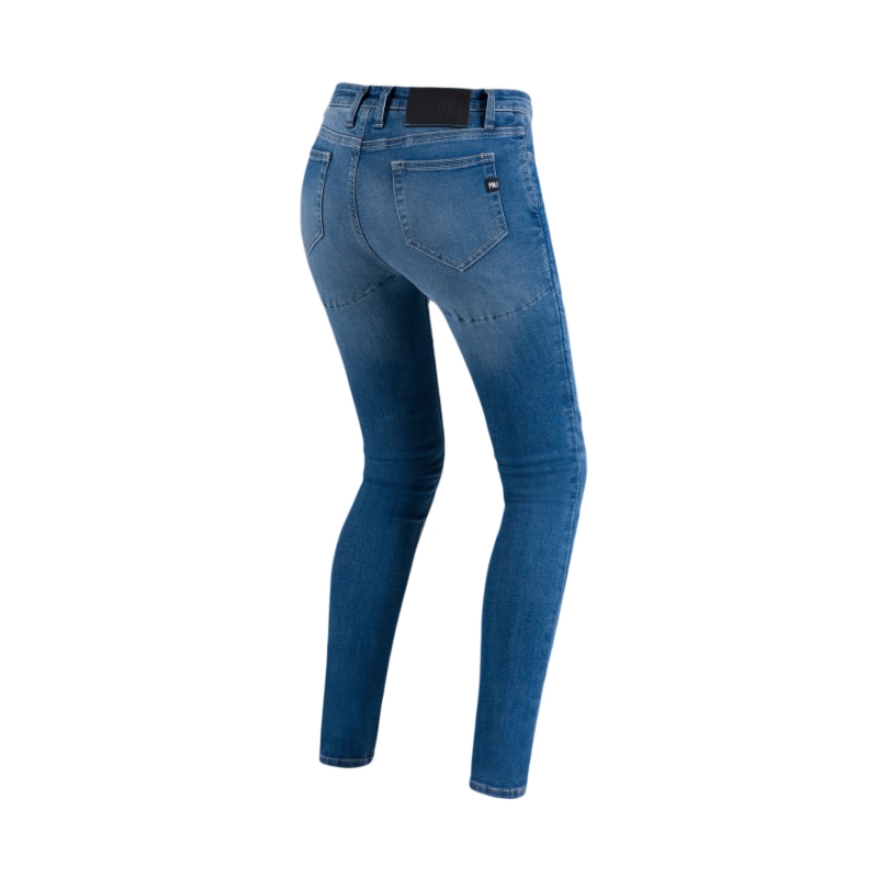 Vaqueros pitillo de moto PMJ para mujer Azul liquidación