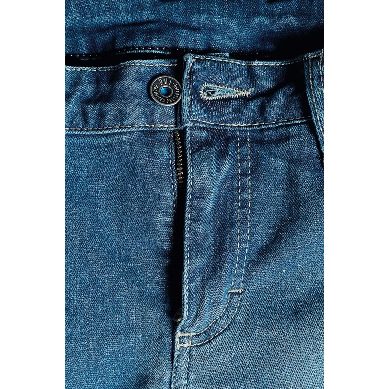 Vaqueros pitillo de moto PMJ para mujer Azul liquidación