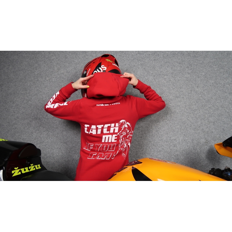 Sudadera con capucha para mujer Atrápame si puedes rojo liquidación