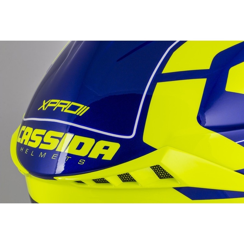 Casco motocross Cassida Cross Pro II Contra fluo amarillo-azul-blanco