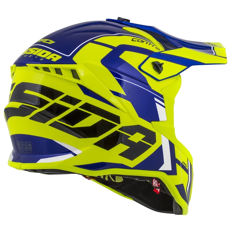 Casco motocross Cassida Cross Pro II Contra fluo amarillo-azul-blanco