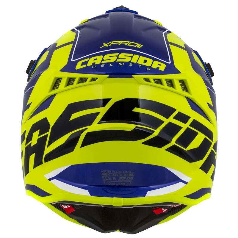 Casco motocross Cassida Cross Pro II Contra fluo amarillo-azul-blanco