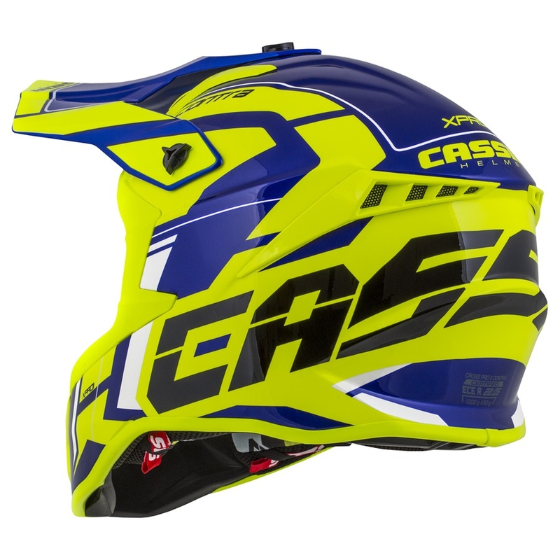 Casco motocross Cassida Cross Pro II Contra fluo amarillo-azul-blanco