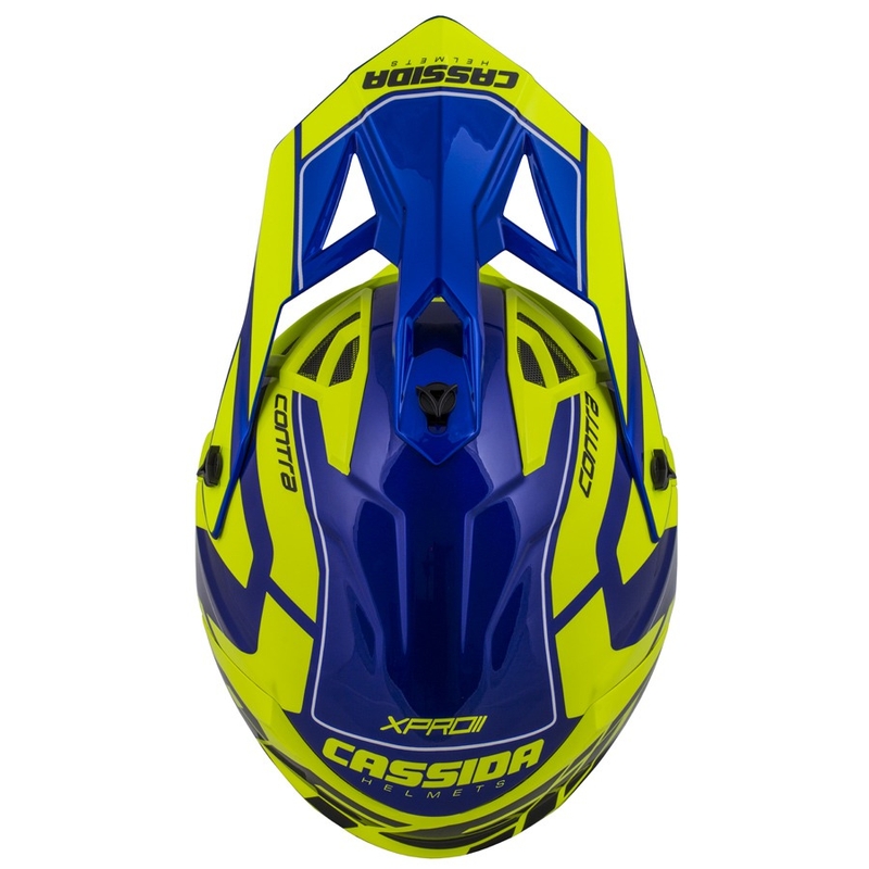 Casco motocross Cassida Cross Pro II Contra fluo amarillo-azul-blanco