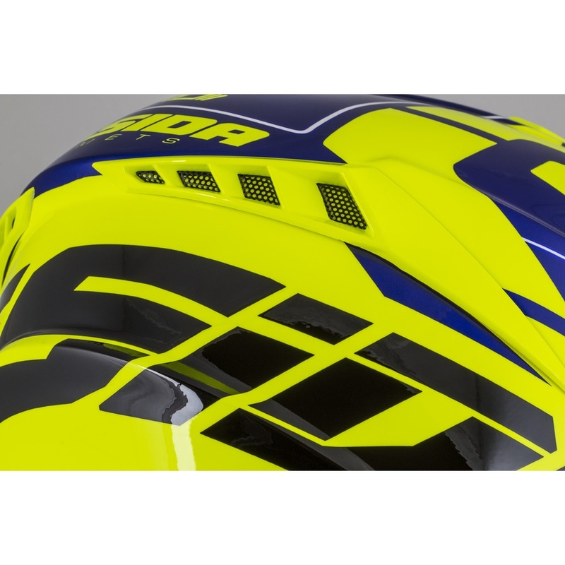Casco motocross Cassida Cross Pro II Contra fluo amarillo-azul-blanco