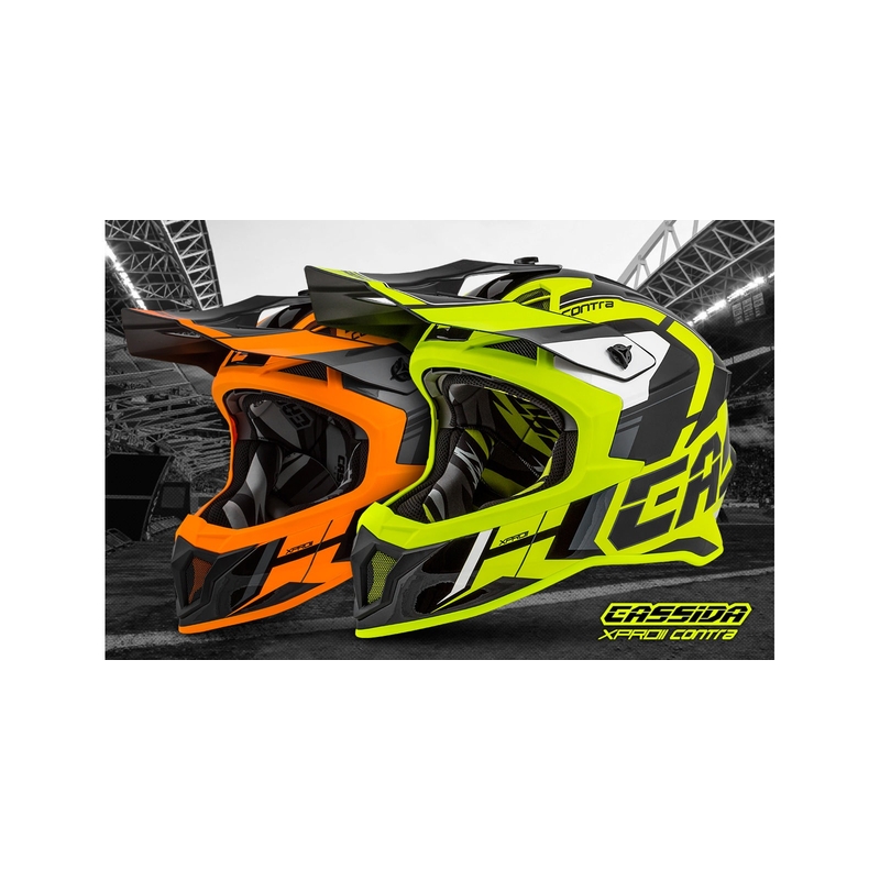 Casco de motocross Cassida Cross Pro II Contra fluo amarillo-gris-negro