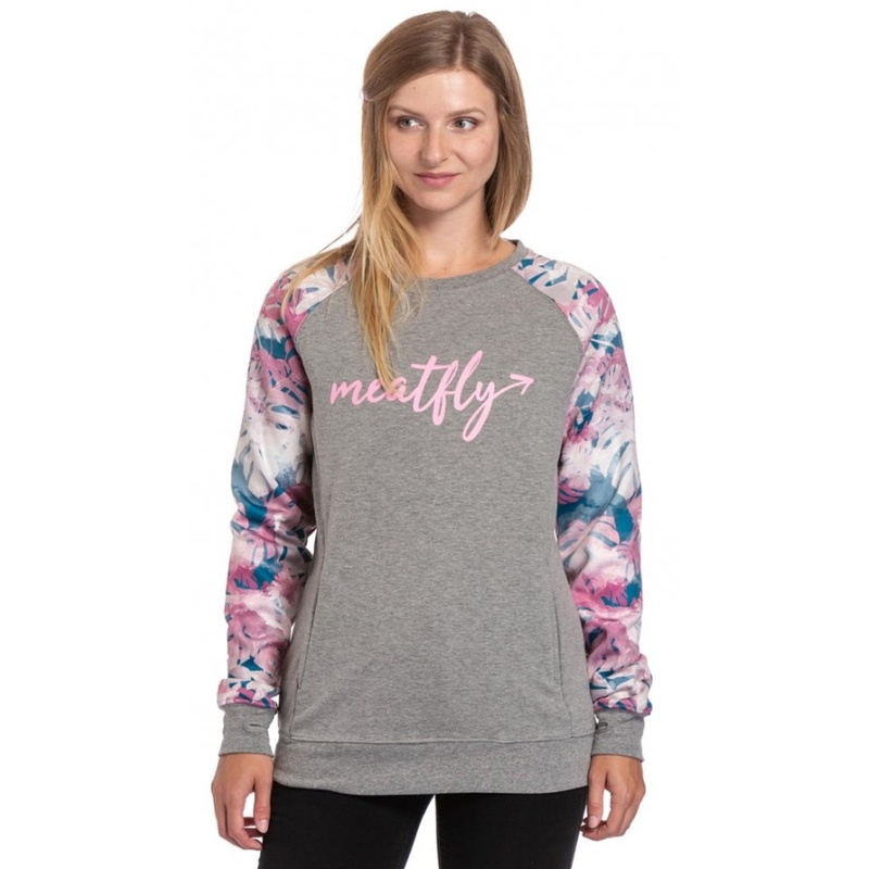 Sudadera Meatfly Robin de mujer gris-rosa liquidación