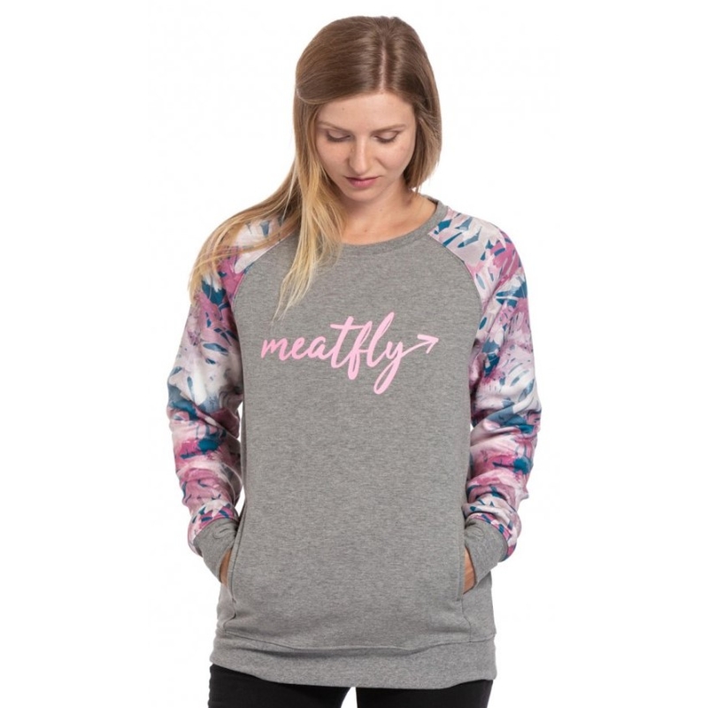 Sudadera Meatfly Robin de mujer gris-rosa liquidación