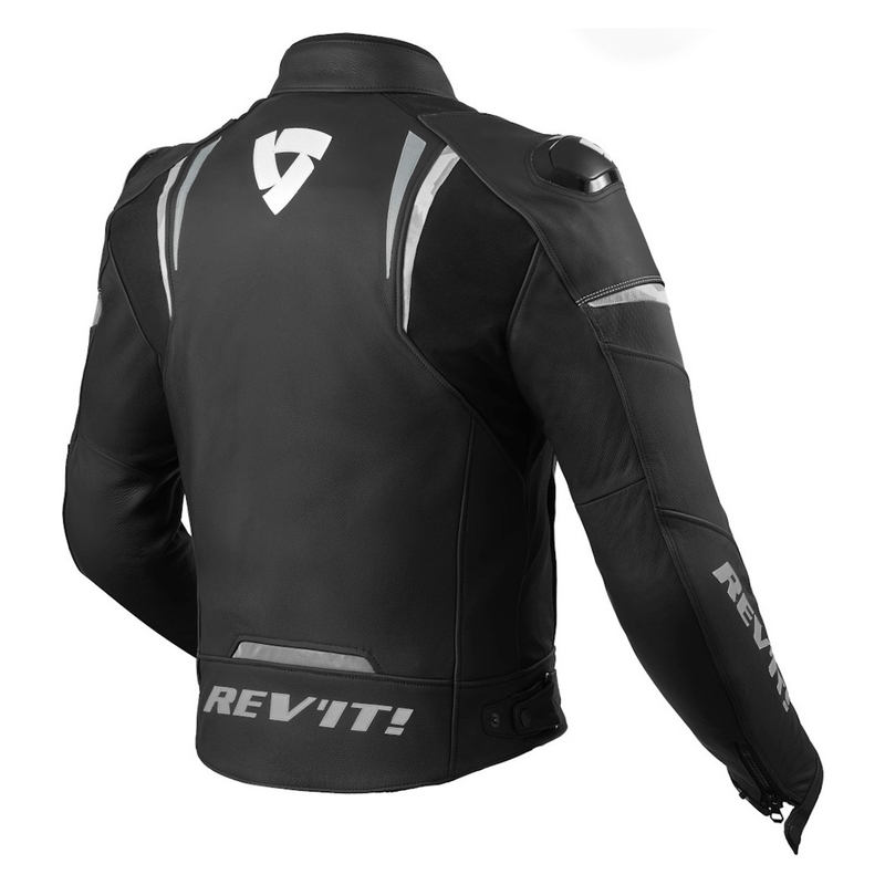 Chaqueta de moto Revit Glide negra y blanca liquidación