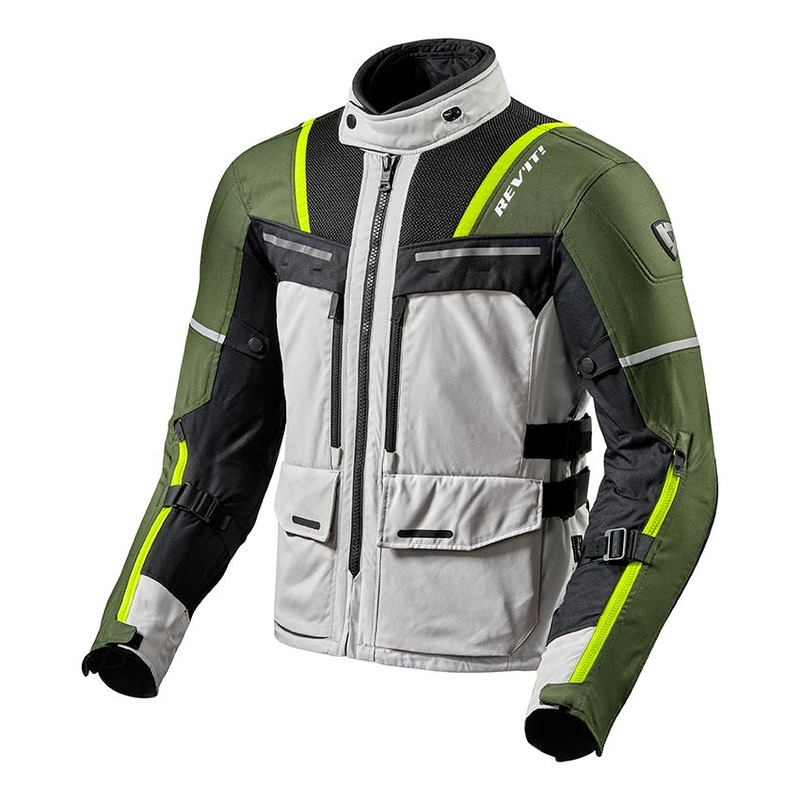 Chaqueta de moto Revit Offtrack verde plateado liquidación