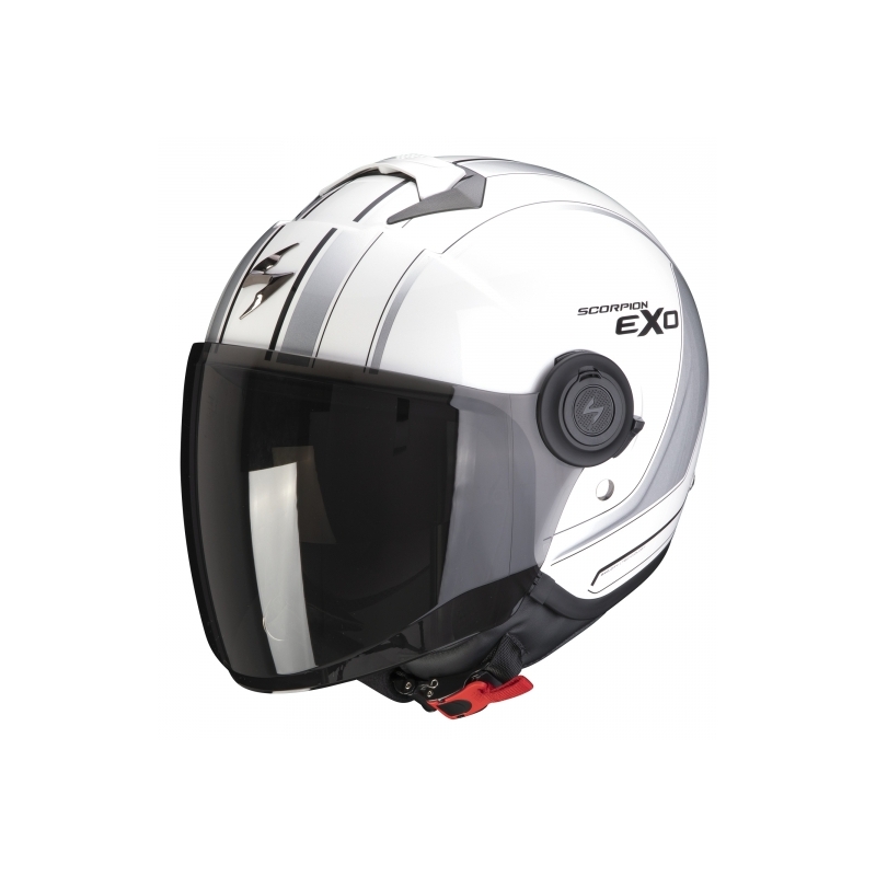 Otevřená přilba na motorku Scorpion EXO-CITY Scoot bílo-stříbrná