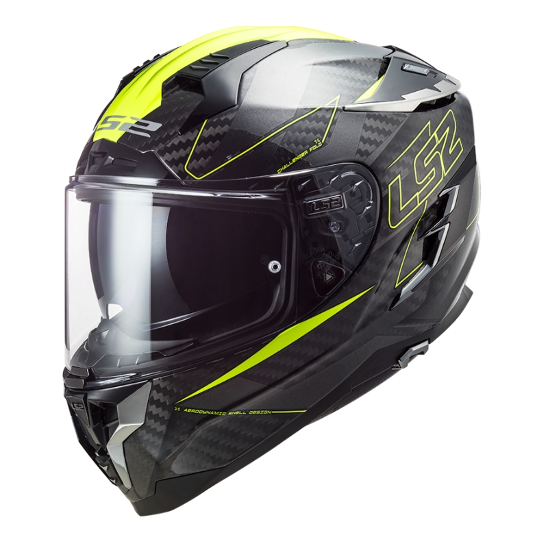 Casco integral de moto LS2 FF327 Challenger CT2 Fold negro-amarillo fluo
