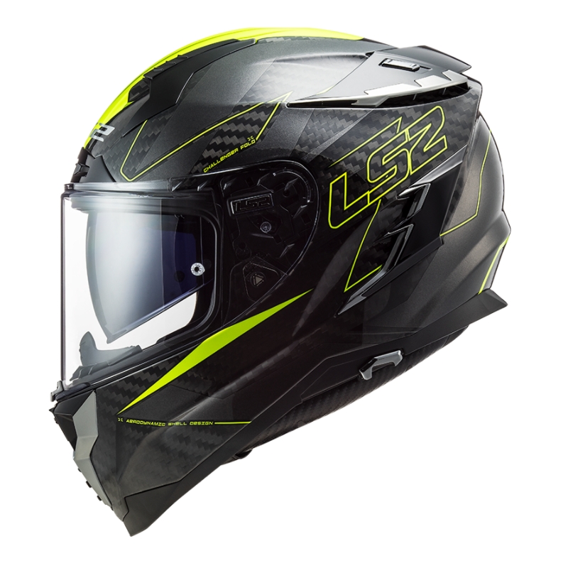 Casco integral de moto LS2 FF327 Challenger CT2 Fold negro-amarillo fluo