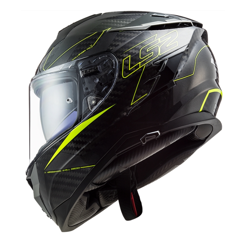 Casco integral de moto LS2 FF327 Challenger CT2 Fold negro-amarillo fluo