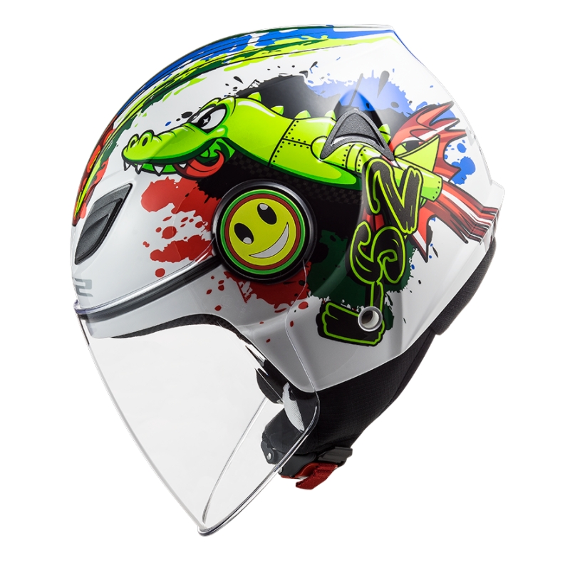 Casco de moto infantil abierto LS2 OF602 Funny Croco blanco