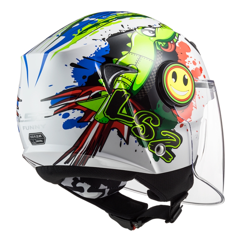 Casco de moto infantil abierto LS2 OF602 Funny Croco blanco
