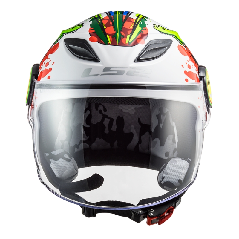 Casco de moto infantil abierto LS2 OF602 Funny Croco blanco