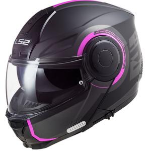 Casco de moto abatible LS2 FF902 Scope Arch negro y rosa mate