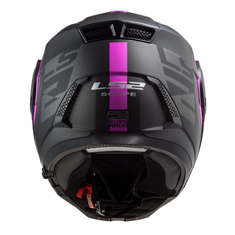 Casco de moto abatible LS2 FF902 Scope Arch negro y rosa mate