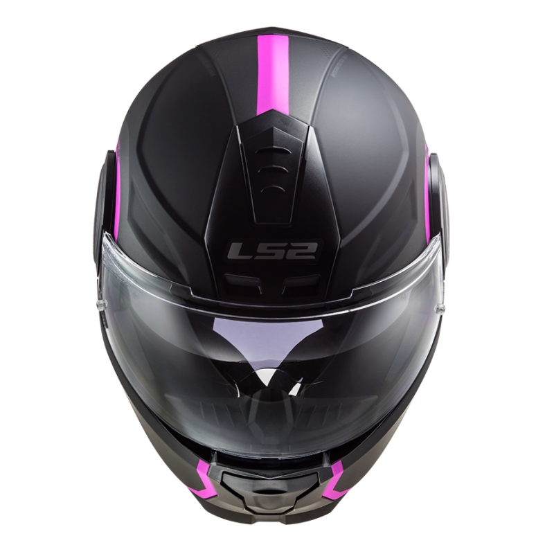 Casco de moto abatible LS2 FF902 Scope Arch negro y rosa mate