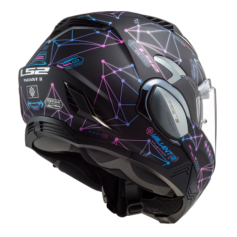 Překlápěcí přilba na motorku LS2 FF900 Valiant II Stellar černo-modro-růžová