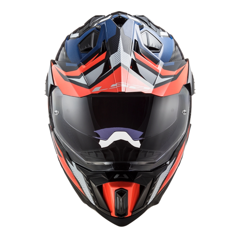 Casco de enduro LS2 MX701 Explorer C Focus blanco-azul-rojo