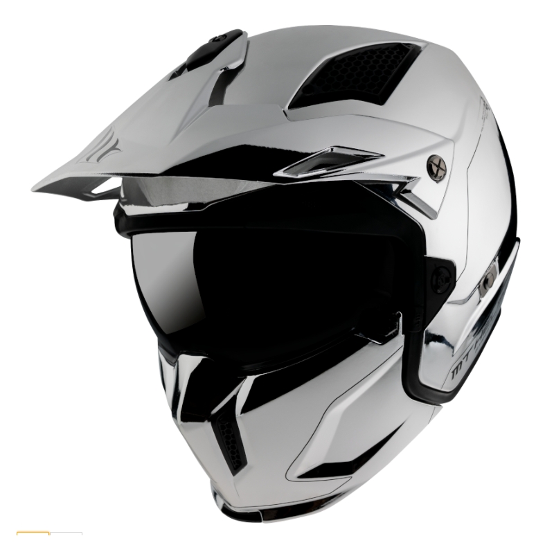 Casco MT Streetfighter SV Cromado Visera Abierta Plata Venta liquidación