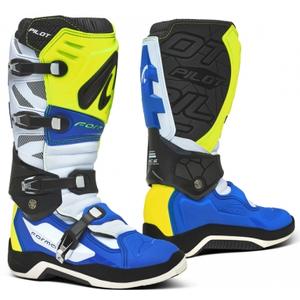 Botas de moto Forma Pilot azul-blanco-amarillo fluo