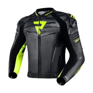 Chaqueta de cuero Rebelhorn Vandal Negro-Amarillo Flúo liquidación
