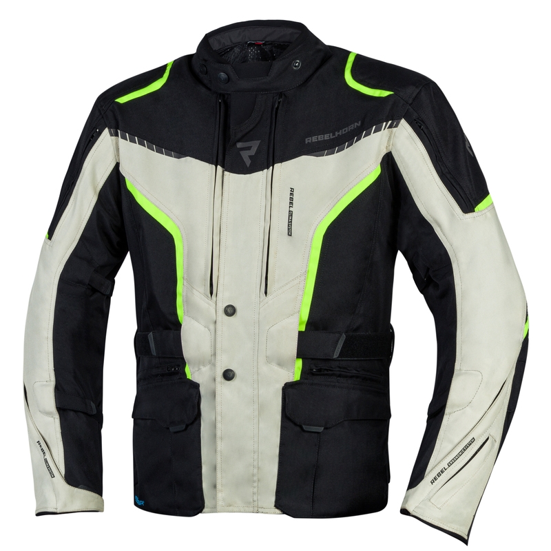 Chaqueta de moto Rebelhorn Hiker III negro-gris-amarillo fluo liquidación
