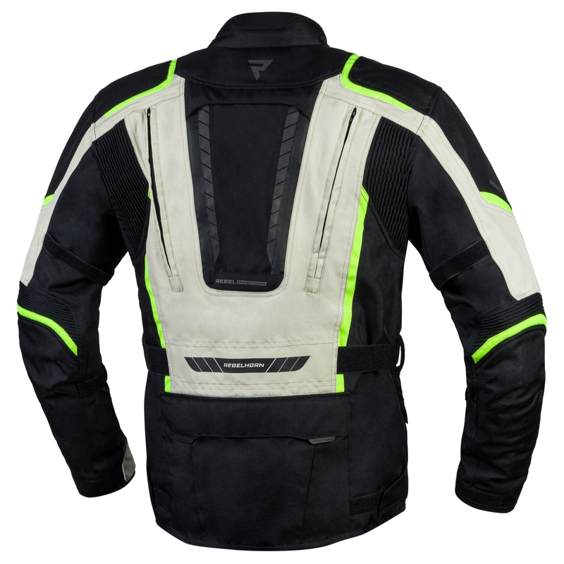Chaqueta de moto Rebelhorn Hiker III negro-gris-amarillo fluo liquidación