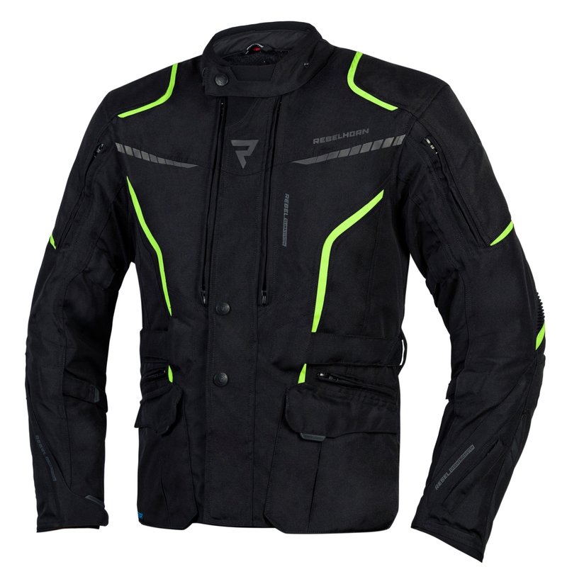 Chaqueta de moto Rebelhorn Hiker III negro-amarillo fluo