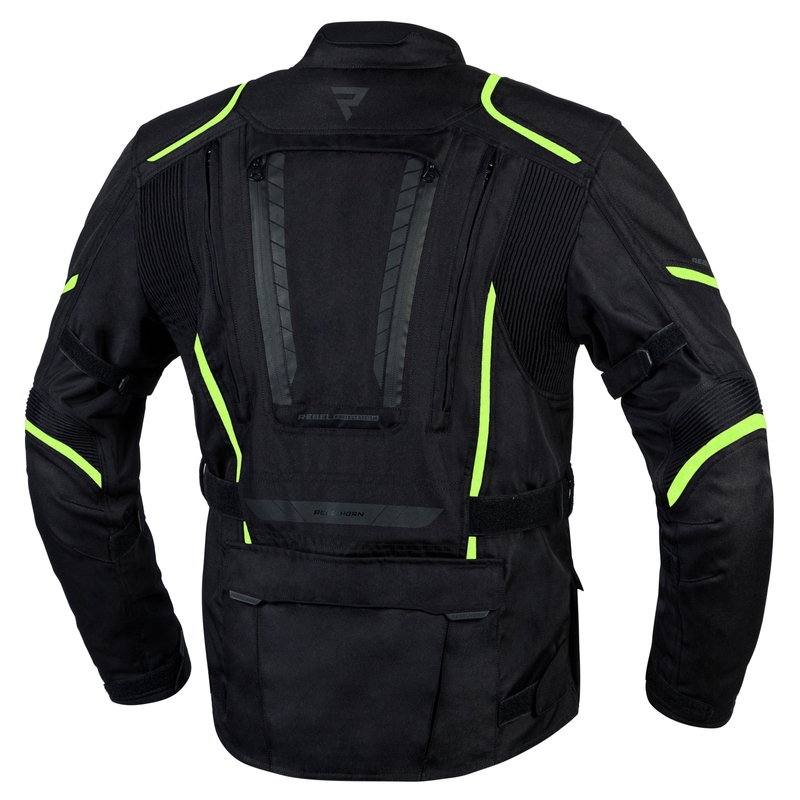 Chaqueta de moto Rebelhorn Hiker III negro-amarillo fluo