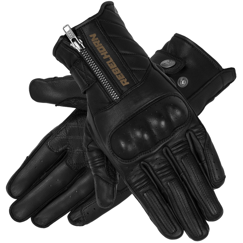 Guantes de moto negros Rebelhorn Hunter liquidación